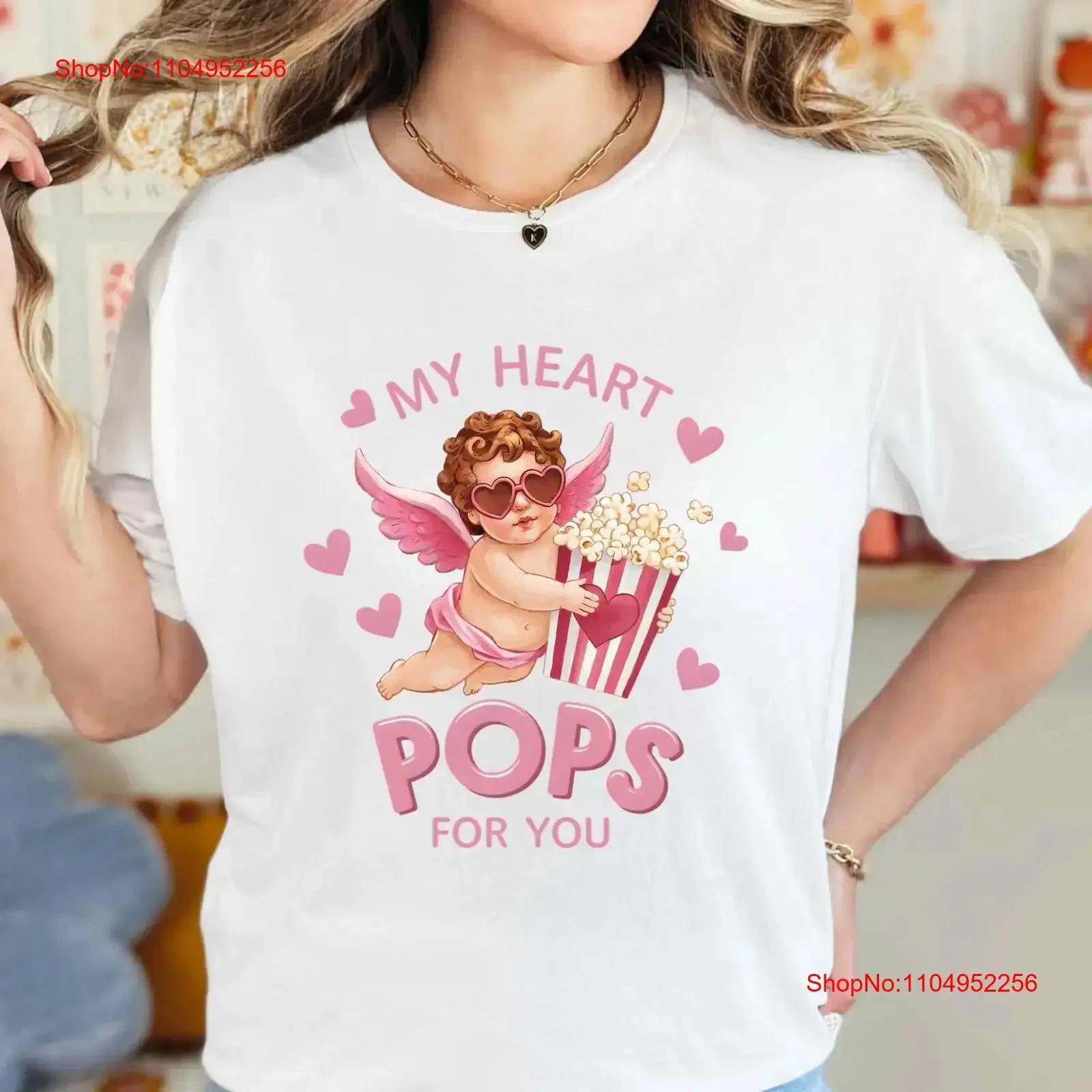 

Valentines Day T Shirt Funny My Heart Pops For You Popcorn vintage Washed Slightly Stylish Casual streetwear Soft homme