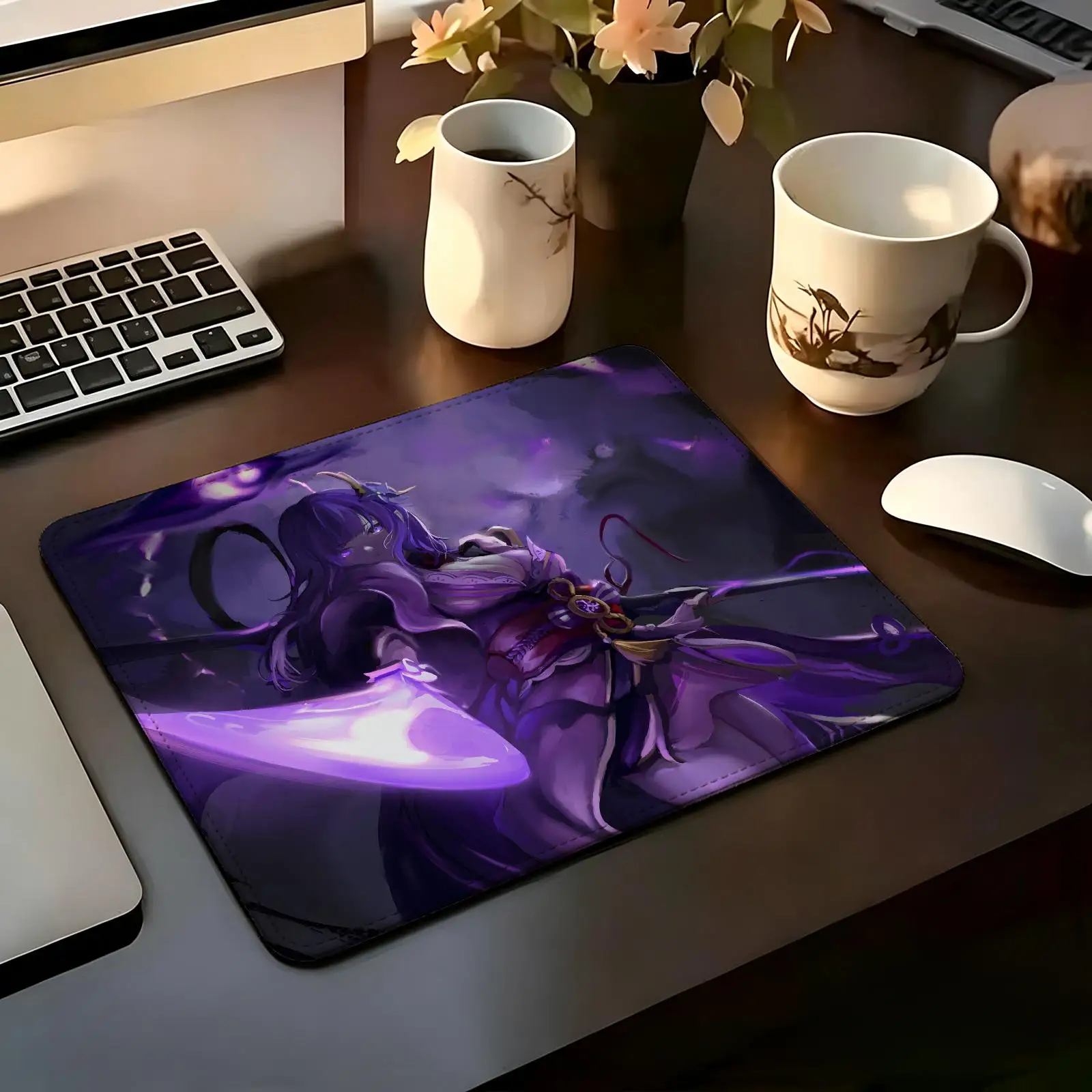 Compact Gaming Mat Reinforced Stitched Border, Portable Laptop Desk Pad for Genshin Impact Raiden Shogun Office & E-sports