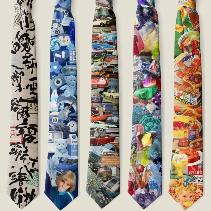 Vintage Art Oil Graffiti Print Tie Soft Touch New Design 8.5cm Imitation Silk Tie Casual Wedding Party Tie Gift Accessories