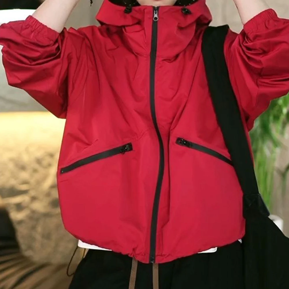 Popular loose large size jacket women, spring and autumn new fashion casual hooded European station