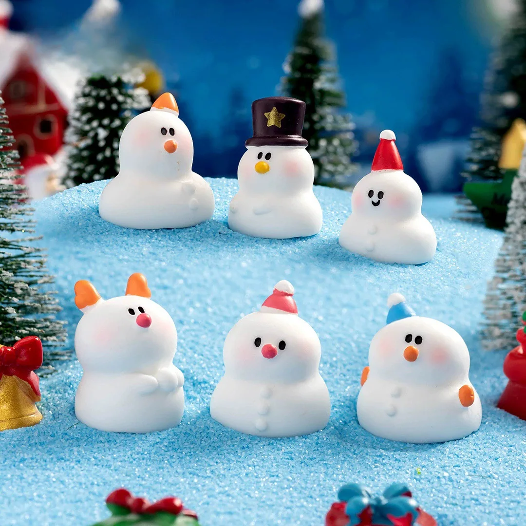 Diy Mini Ornament Childlike Miniature Decoration Snowman Resin Figure Christmas-Themed Christmas Micro Landscape For Christmas