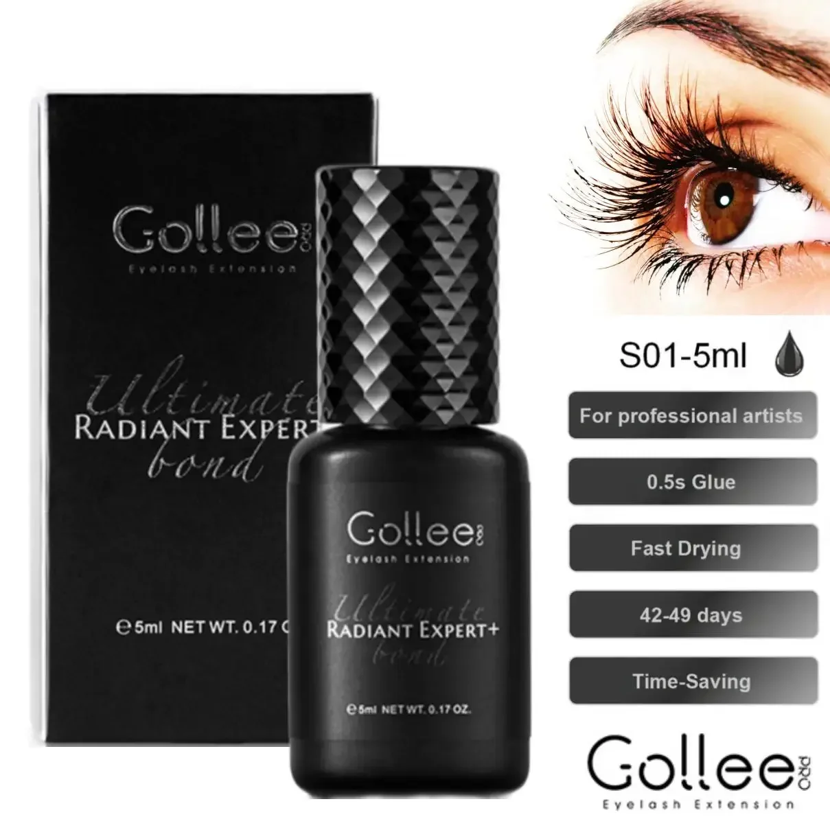 Gollee 0.5s Eyelash Extension Glue Fast Drying Professional Eyelash Adhesive Waterproof Lashes Supplies For Salon Eyelash Glue