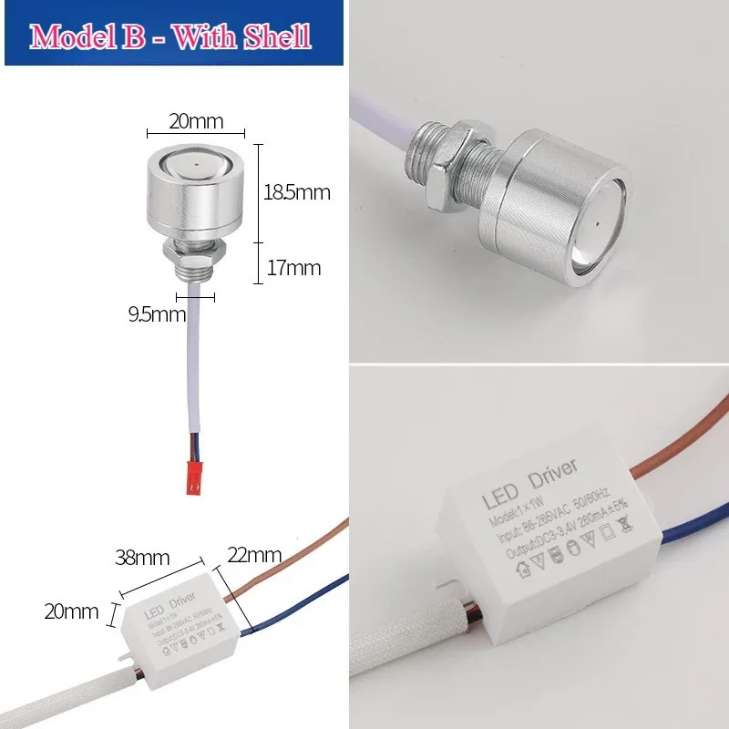 Led Mini Spotlight 1W AC85-265v Ceiling Light Aluminium with Driver High Brightness Bulb Equipment Modification Lighting Source