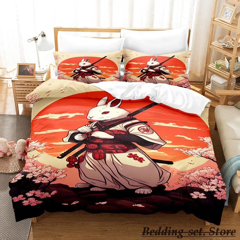 

Samurai Rabbit Bedding Set Single Twin Full Queen King Size Bed Set Adult Kid Bedroom Duvetcover Sets Anime parure de lit Bed