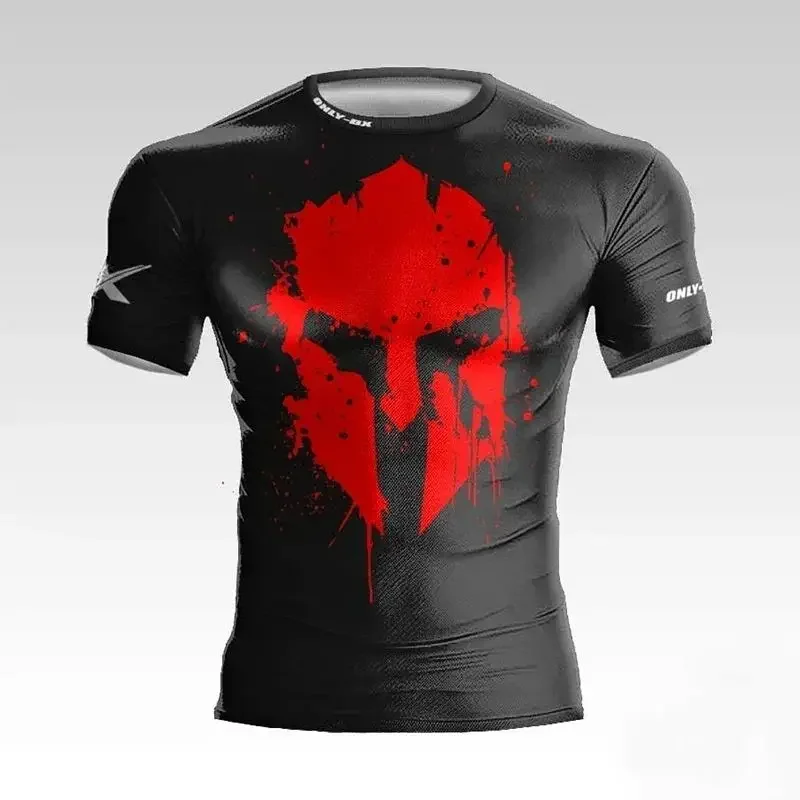 Men's Summer 3d Printed Muscle Male Warrior Helmet Graphic T-Shirt High Quality Loose Casual Sports Crewneck Short Sleeve image 3
