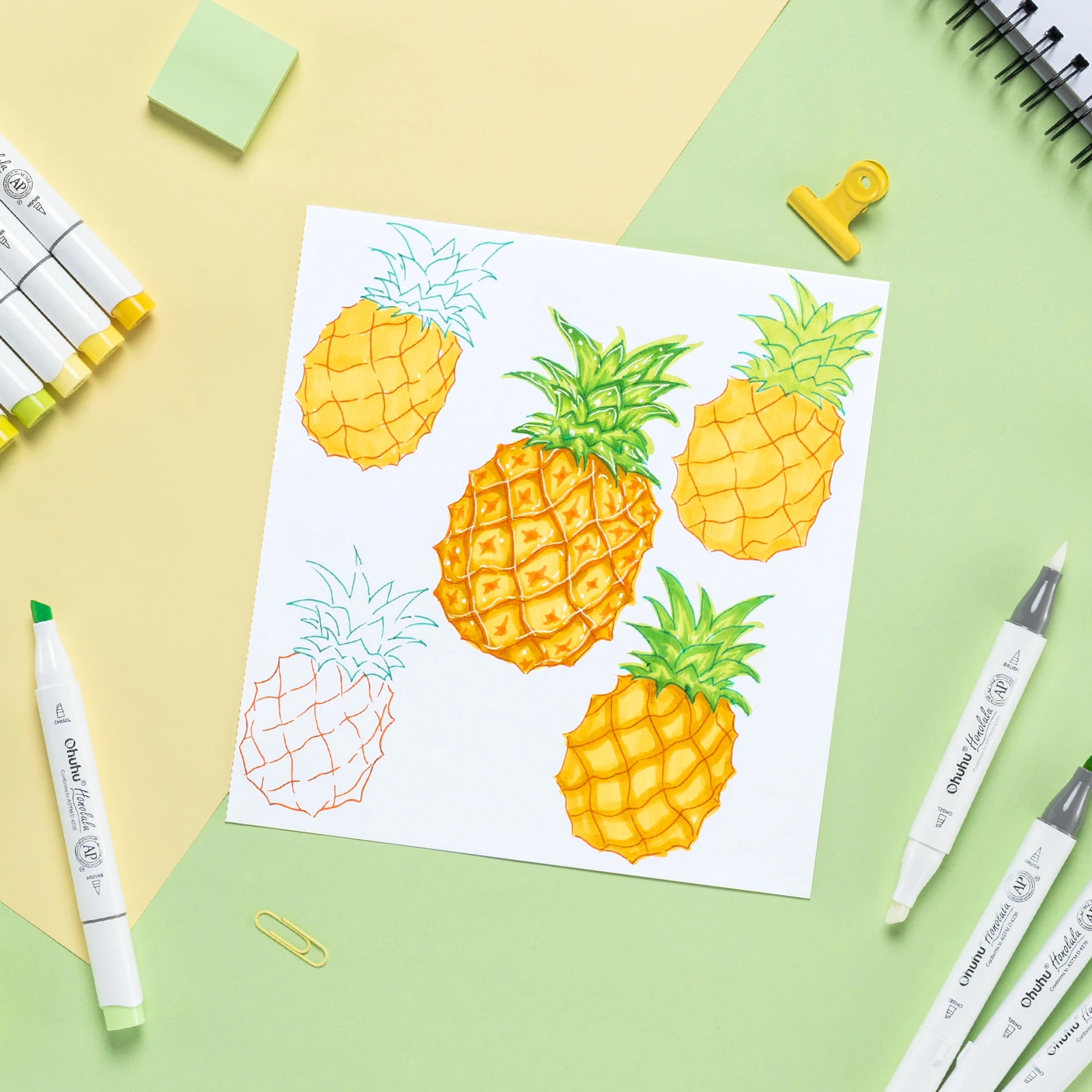 Ohuhu Honolulu 24 colori pennarelli set pennarelli per alcol artistici riutilizzabili doppia punta schizzi disegno manga materiale scolastico d\'arte