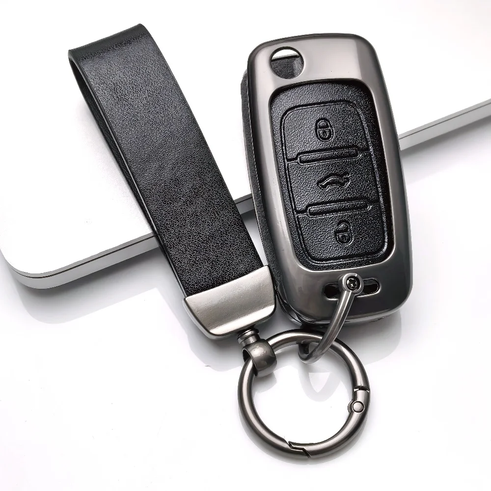 3 Buttons Zinc Alloy Leather Key Case Cover for VW Golf 4 5 6 7 Bora Jetta POLO MK4 MK6 Bora Passat B5 B6 Superb Tiguan Beetle