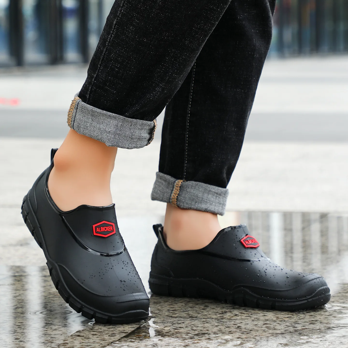 

Мужские водонепроницаемые нескользящие резиновые рабочие ботинки без шнурков, легкие повседневные садовые туфли для улицы, кухни, рыбалки