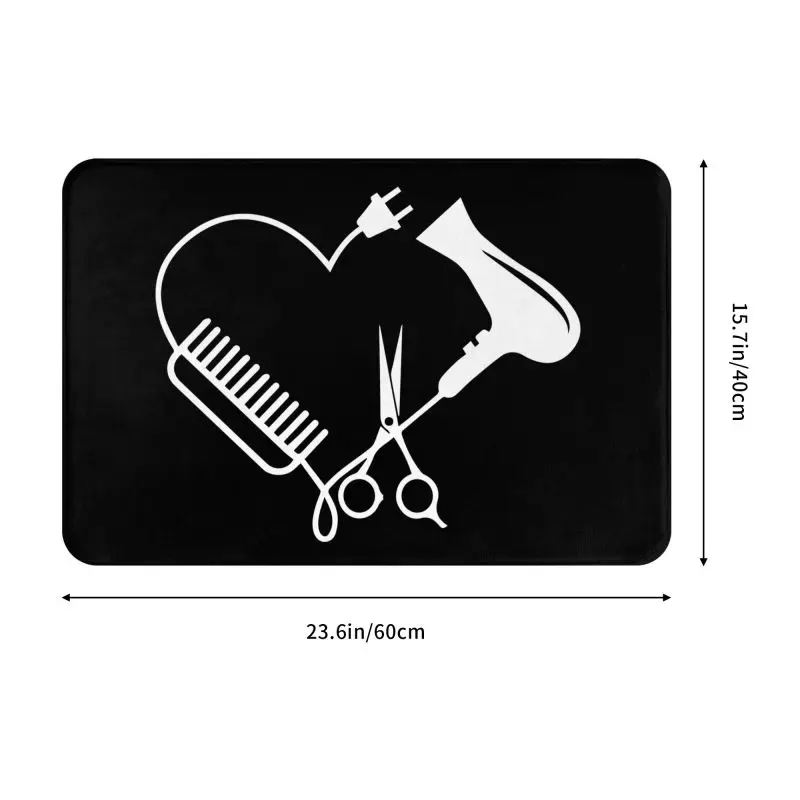 Hairdresser Salon Barber Hairstylist Floor Door Kitchen Bath Mats Anti-Slip Scissors Comb Doormat Entrance Rug Carpet Footpad