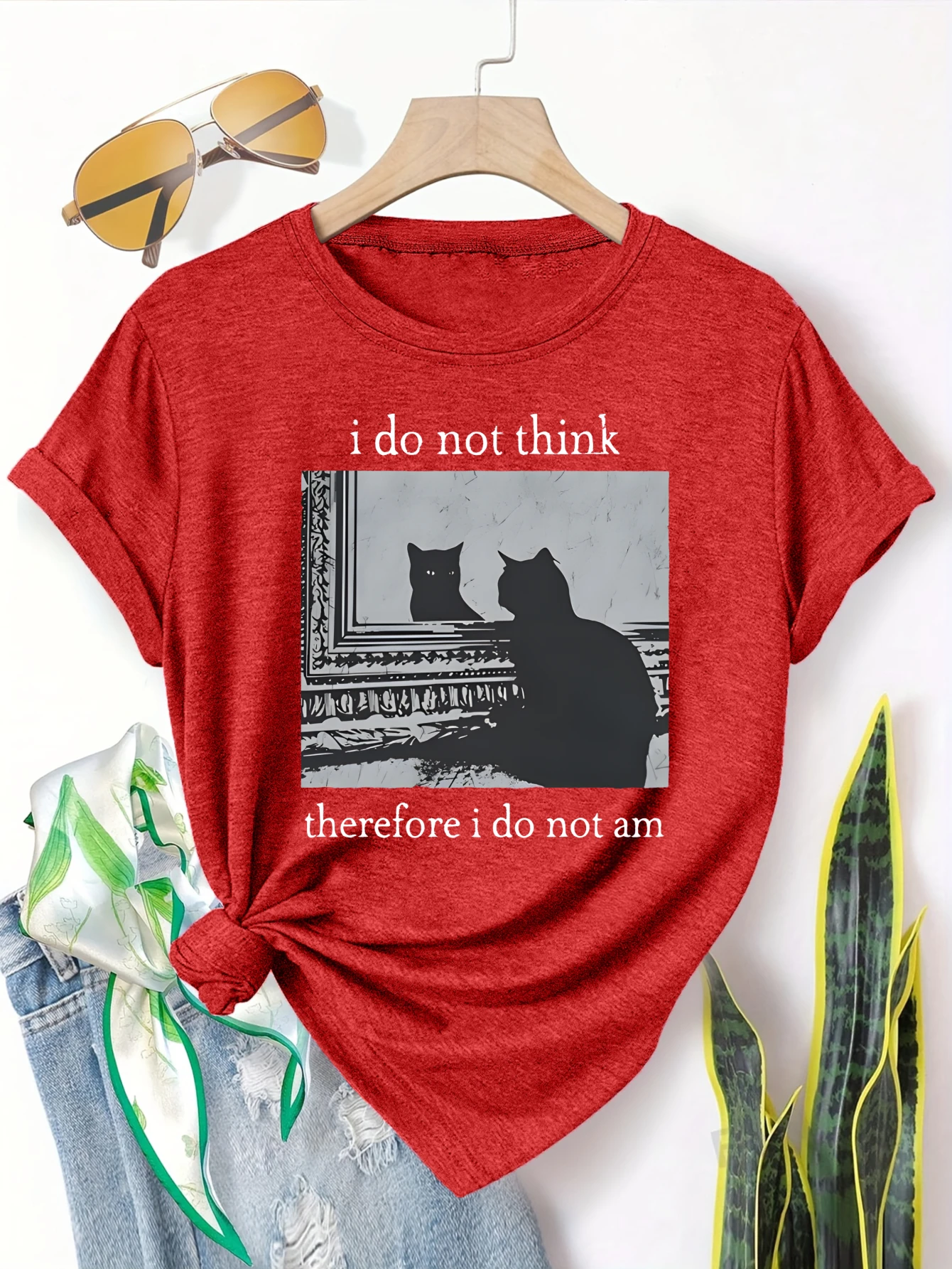 

Plus size women's short sleeve T-shirt I Do Not Think Therefore I Do Not Am Must-haves for Spring and Summer summer outfits