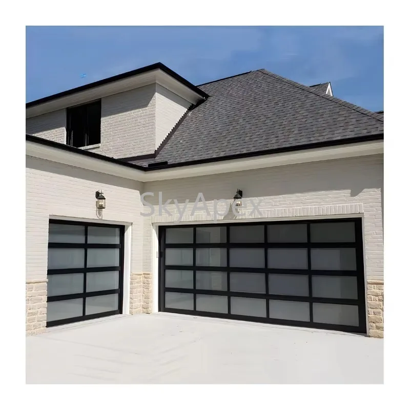 Immagine 6: Porte da garage in vetro a specchio in alluminio componibile automatico Vendita diretta in fabbrica in Cina con motore per porta da garage per uso in villa