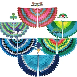 Children Halloween Cosplay Props Animal Birds Peacock Butterfly Mask Wings Set For 3-8Age Kids Carnival Party