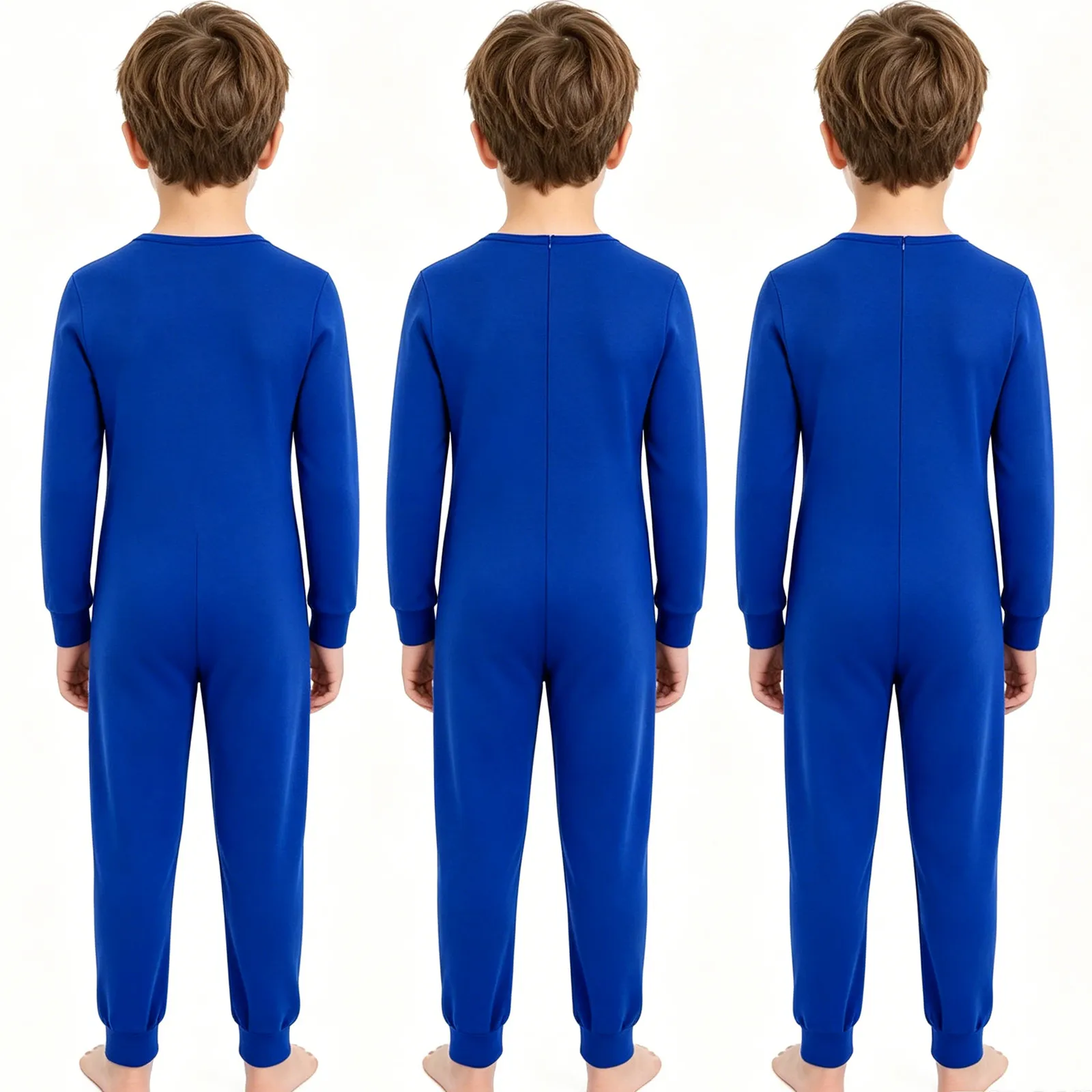 Kids Boys Girls 3Pcs Special Needs Adaptive Clothing Long Sleeve Anti-strip Back Zipper Cotton Jumpsuit Homewear Sleepwear