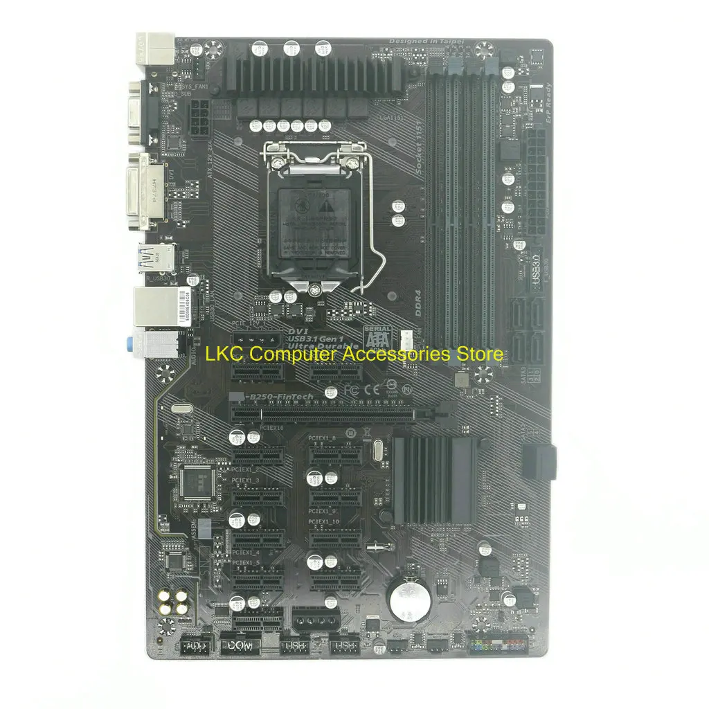 For GIGABYTE GA-B250-FinTech B250 FinTech Motherboards LGA1151 DDR4 64GB ATX SATA III USB3.0 B250 Desktop Mainboard 100%Tested