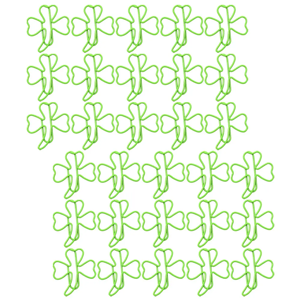 

30Pcs Green Clover Shaped Paper Clips Decorative File Clips for Office School Cute Bookmark Pins Desk Accessories