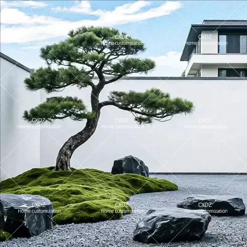 Artificial Podocarpus Tree Fake Pine Plant Indoor Outdoor Landscaping Simulation Greenery for Window Entrance Home Garden