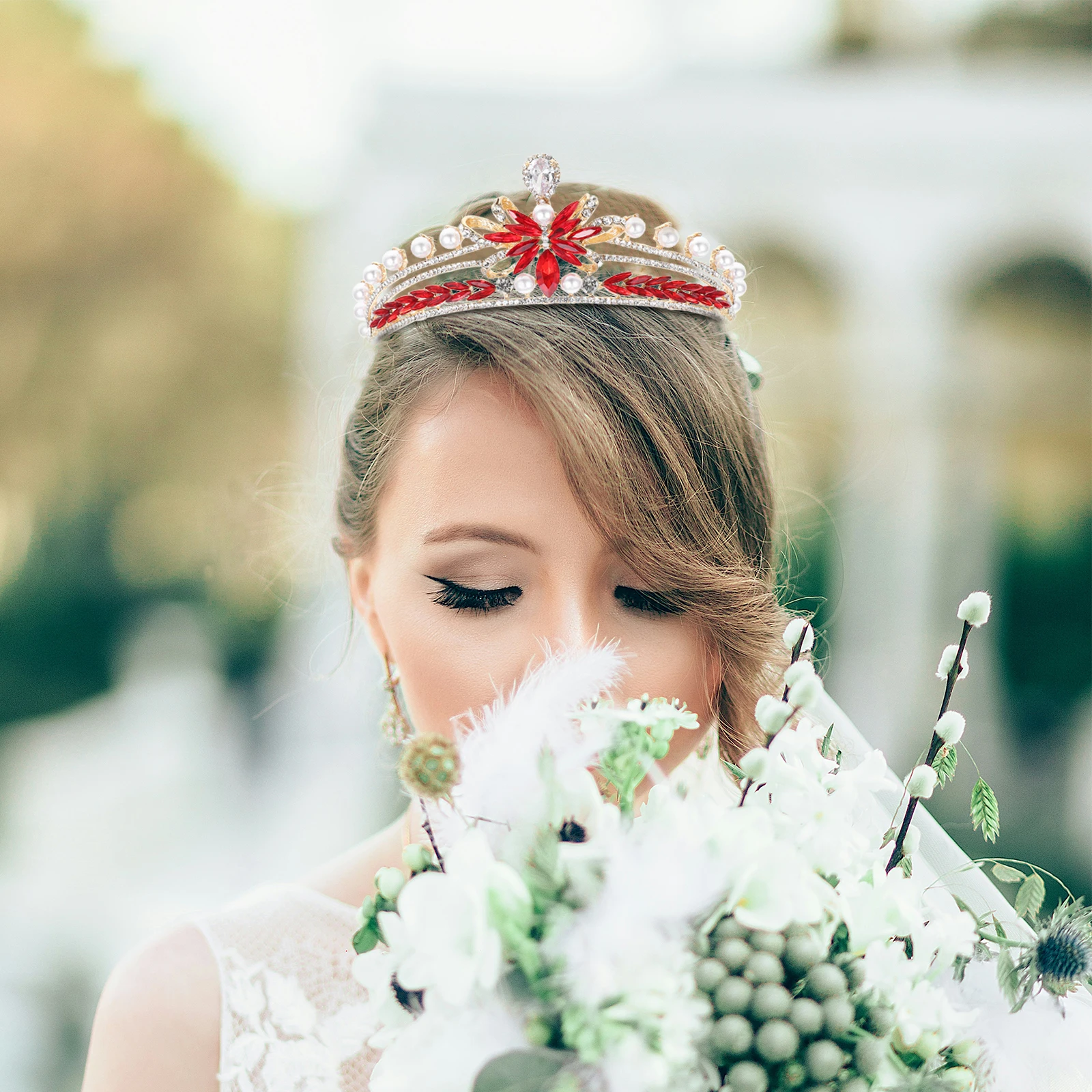 

Pearl Bow Crown Rhinestone Bridal Wedding Accessory Elegant Design Materials Birthday Tiaras For Women Queen Crown Adult