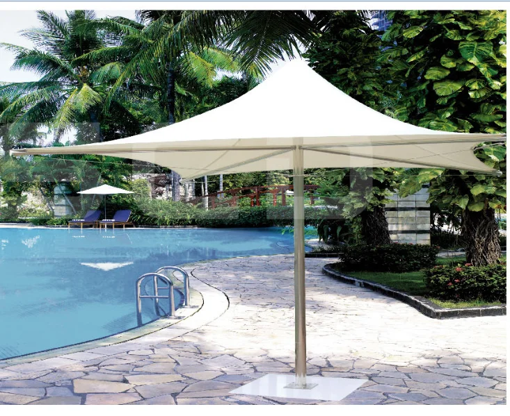 jj-Promotional Garden Swimming Pool Parasol Leisure 550g PVC Coated 304 Stainless-steel Membrane Structure Center Pole Umbrella