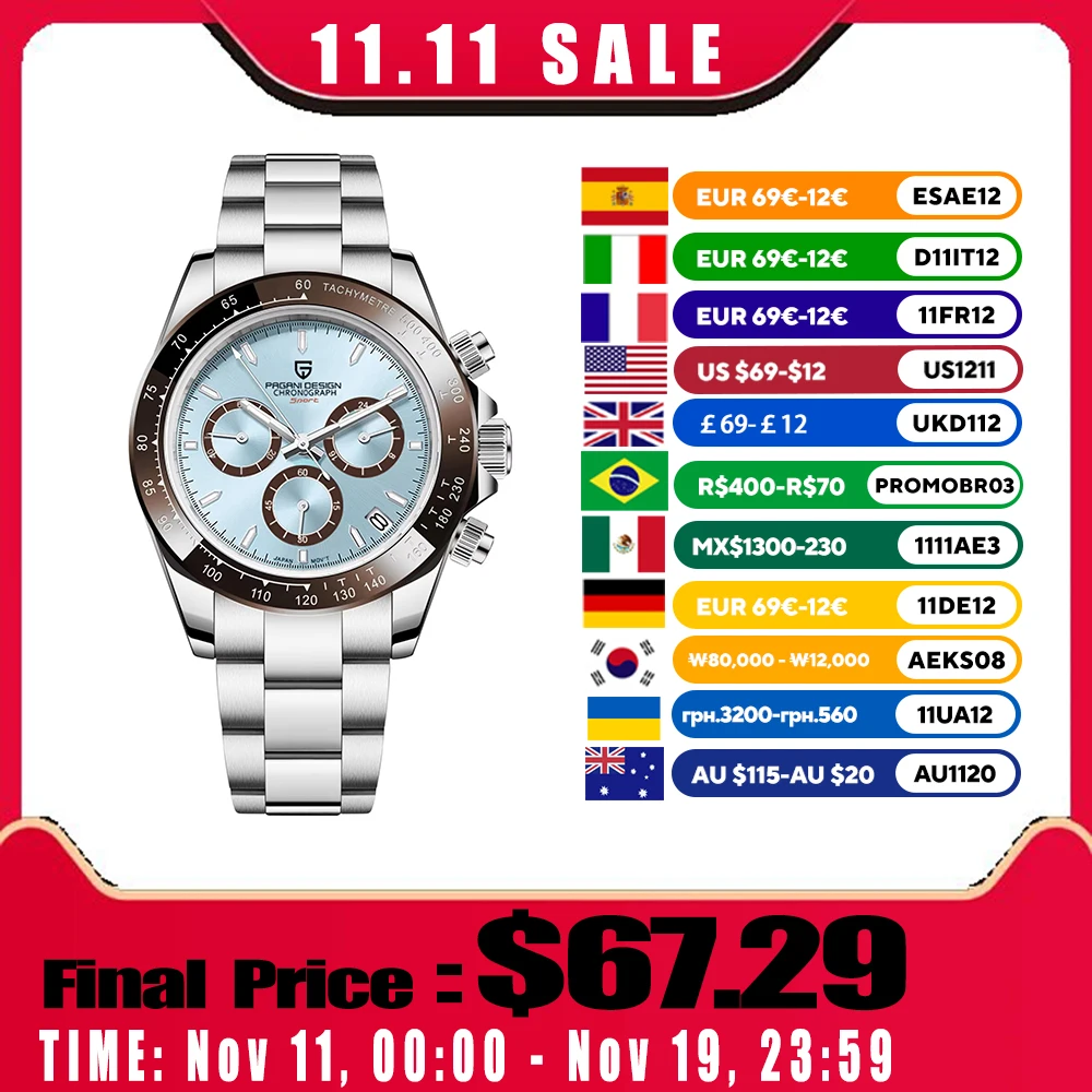 

PAGANI DESIGN мужские часы 2025 новые кварцевые часы для мужчин роскошный хронограф полный календарь Топ светящиеся наручные часы водостойкие