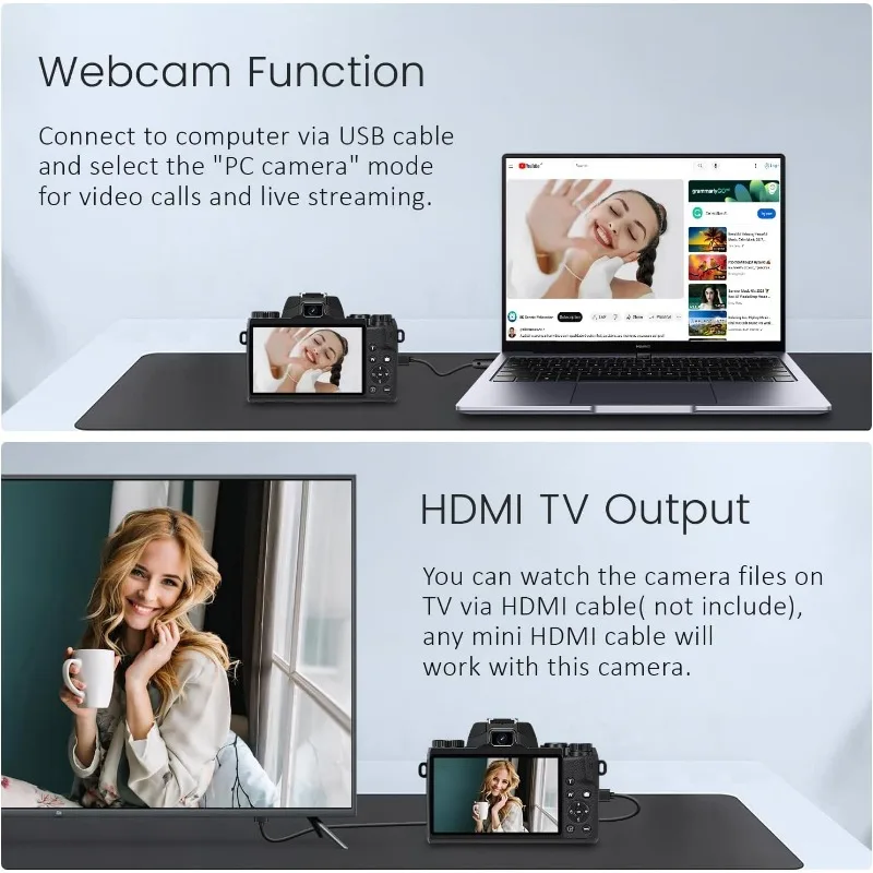 كاميرا رقمية، كاميرات 4K للتصوير الفوتوغرافي والفيديو، كاميرا تسجيل فيديو بشاشة لمس WiFi بدقة 64 ميجابكسل ليوتيوب مع فلاش، 32 جيجابايت C