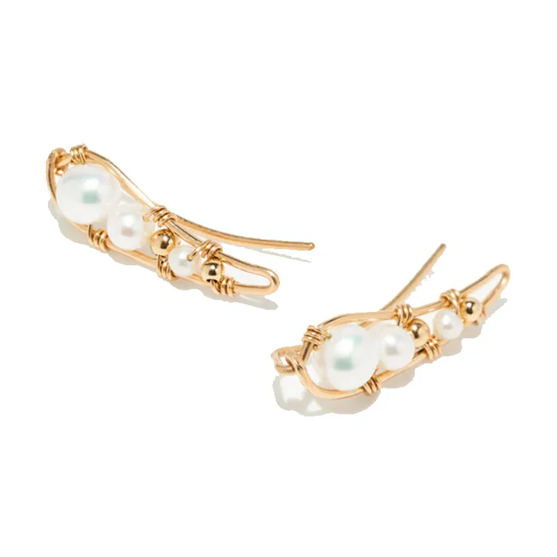 Natural Pearls Climber Earrings 14K Gold Filled Handmade Cuff Earrings Minimalist Personalized Jewelry Gift for Women
