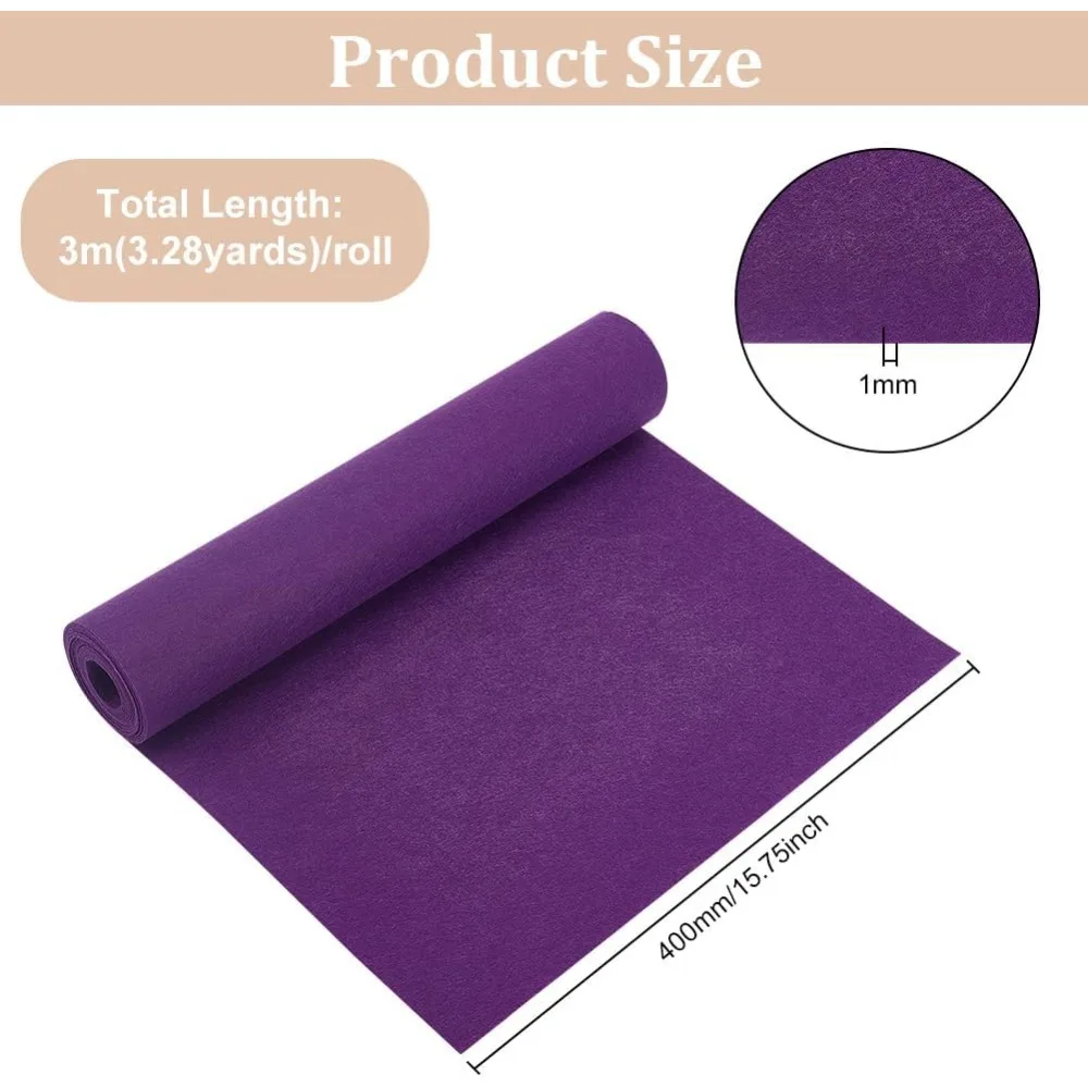 10FT 15.74 Inch Wide Dark Orchid Felt Roll, 1mm Thick Fabric Sheets Soft Woven Nonwoven Fabric Sheets for Crafts, Patchwork