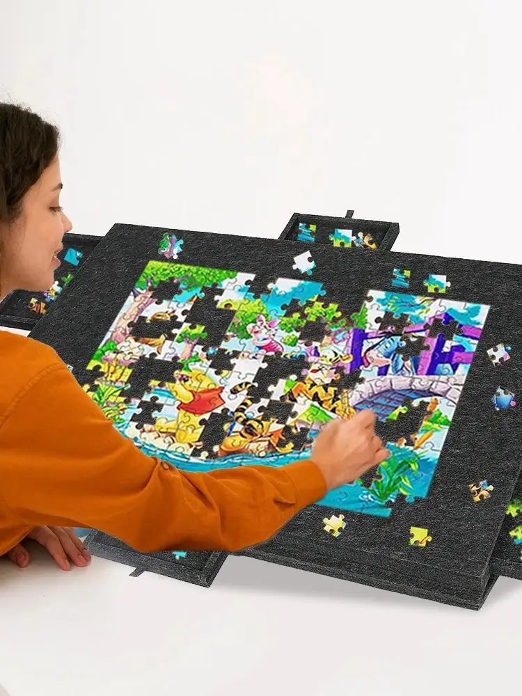 Draagbare puzzelplank van vilt, 1000 stukjes, puzzelplatform, puzzelspellen, 2-in-1 standaard en beschermhoes met 6 sorteerladen - afbeelding 2
