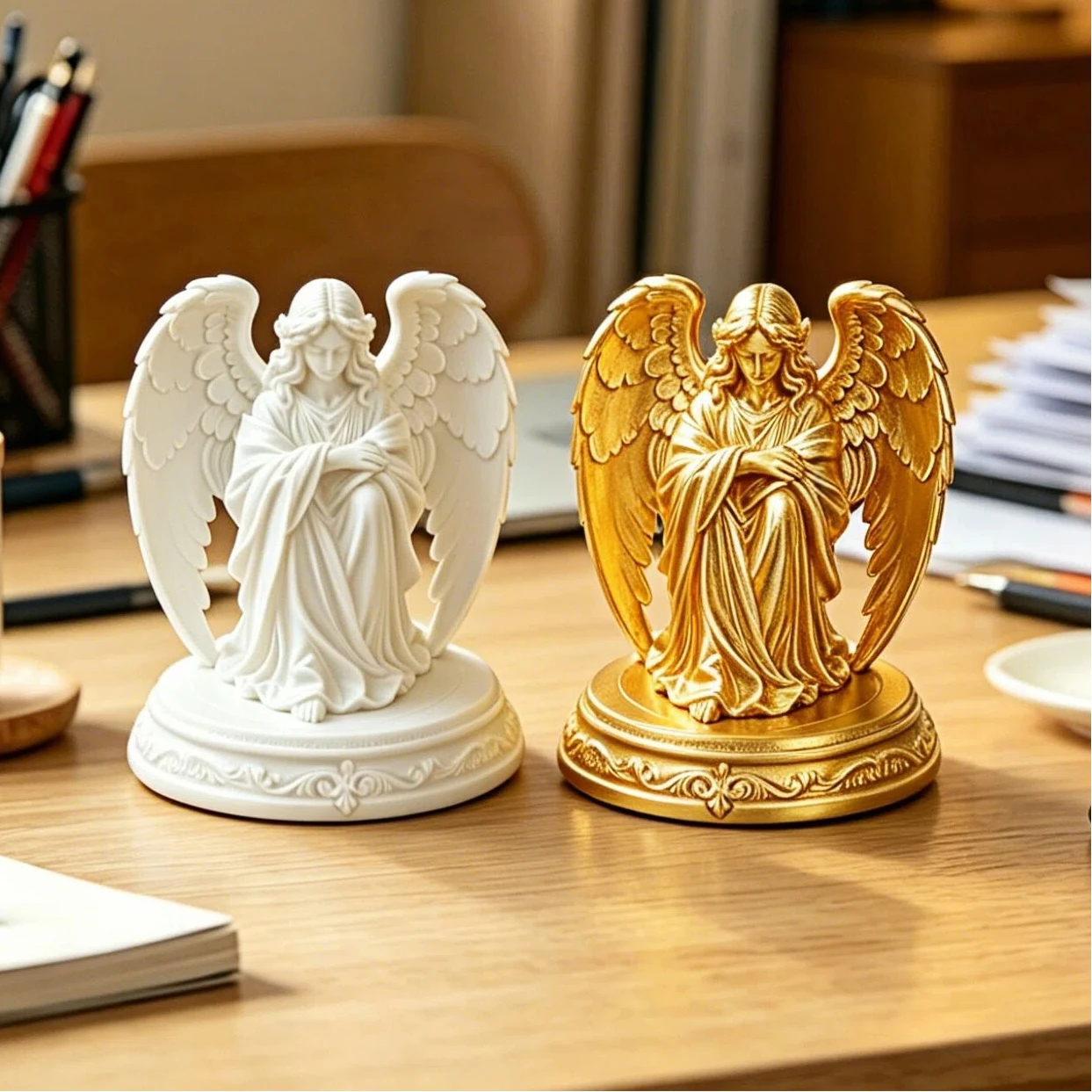 Sitzende Engel-Figur, Exquisite Schutzengel-Skulptur für Heimdekoration, Ästhetisches Zimmer-Desktop-Ornament, Perfektes Geschenk