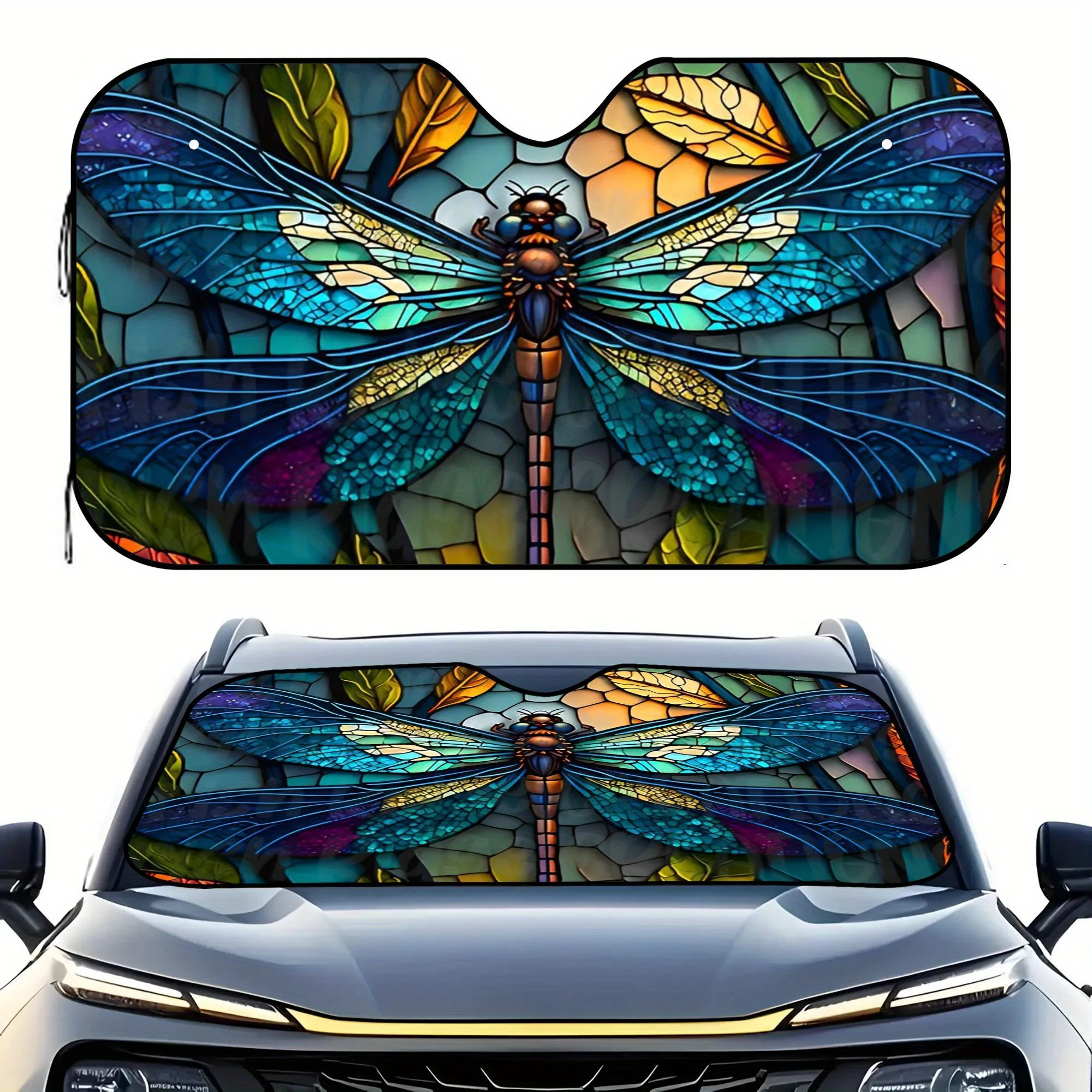 

1 шт. витраж Dragonfly солнцезащитный козырек на лобовое стекло автомобиля-УФ-блокировщик тепла, складная автоматическая защита переднего окна с ярким драконом