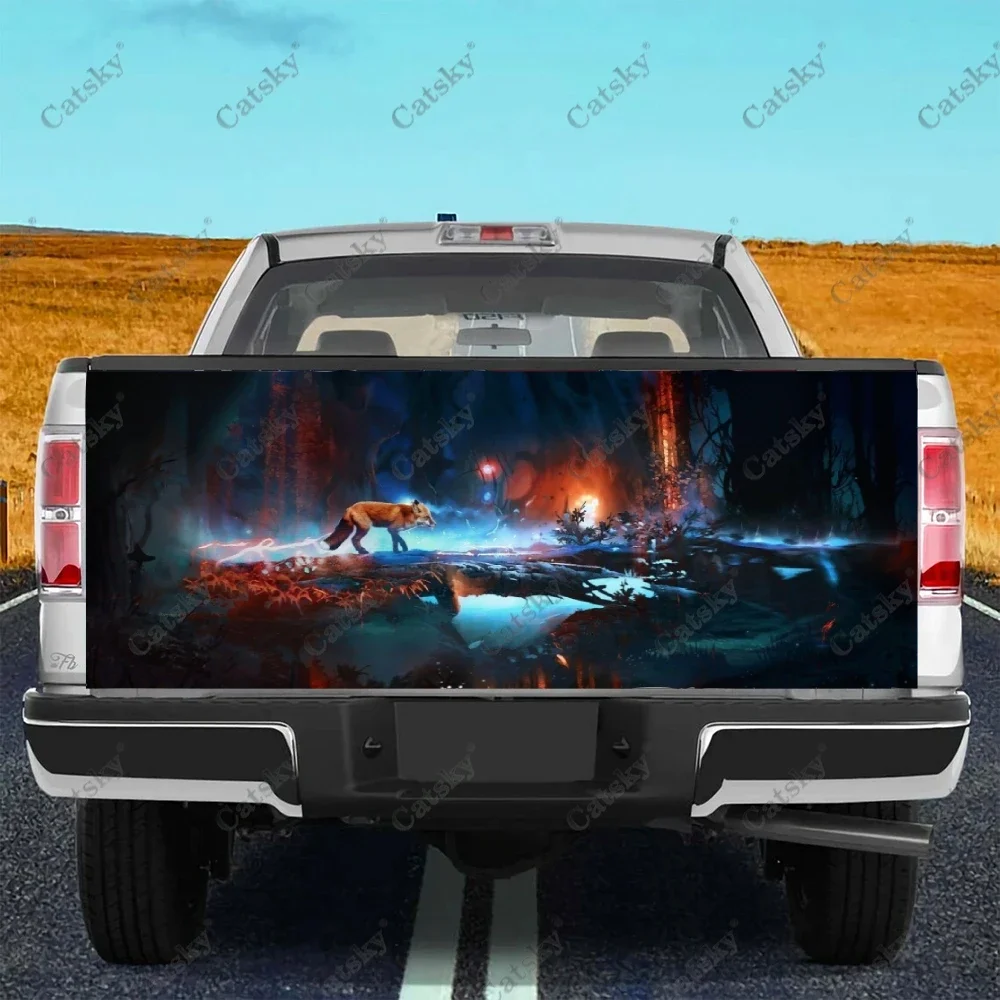 

Защитная виниловая наклейка на багажник автомобиля с изображением животных Ночной лисы, декоративная наклейка на капот автомобиля, крышка двигателя для внедорожника, пикапа