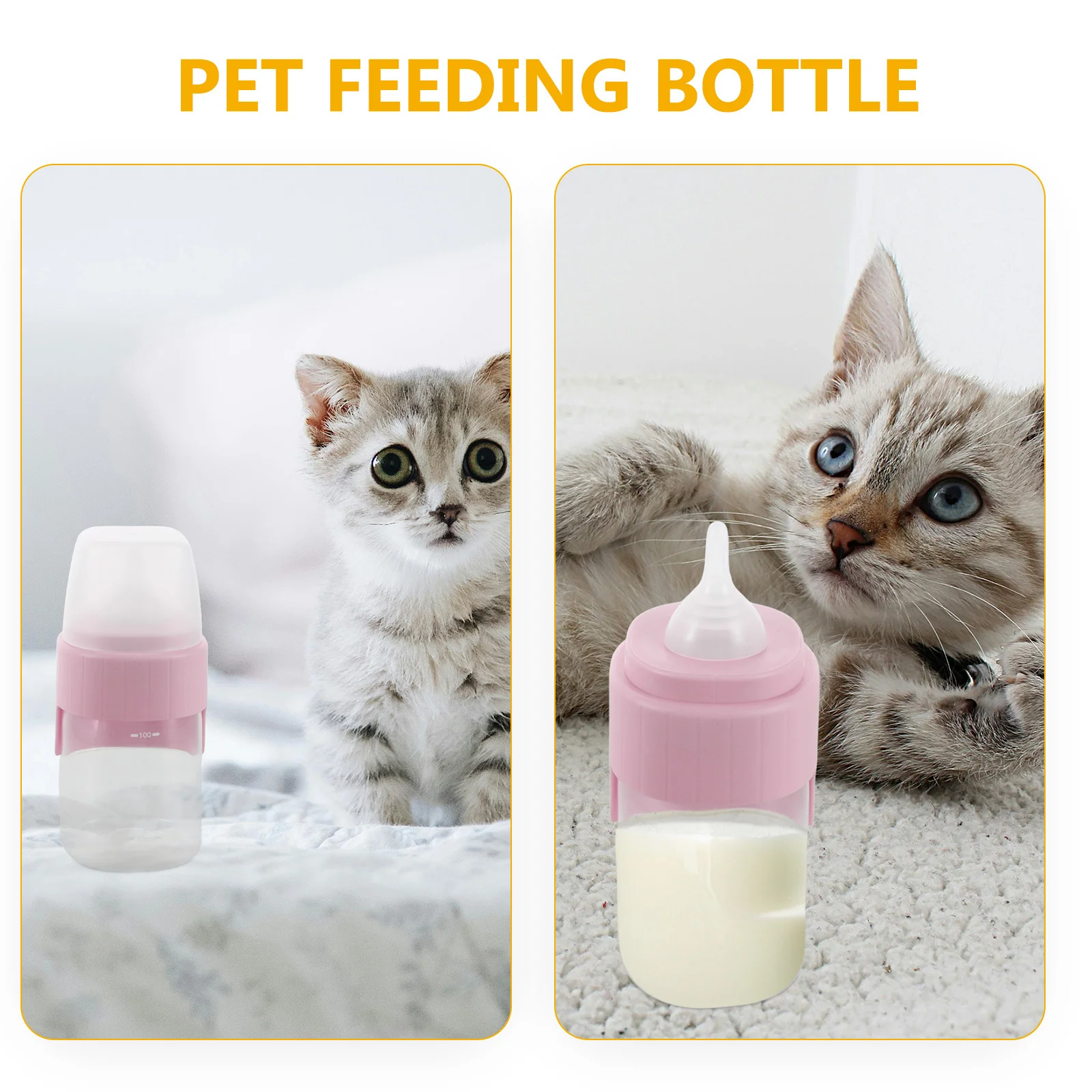 

Pet Nursing Bottle Small Nipple for Newborn Kitten Puppy Moderate Flow Wide Mouth Easy Clean Portable Feeding Bottle