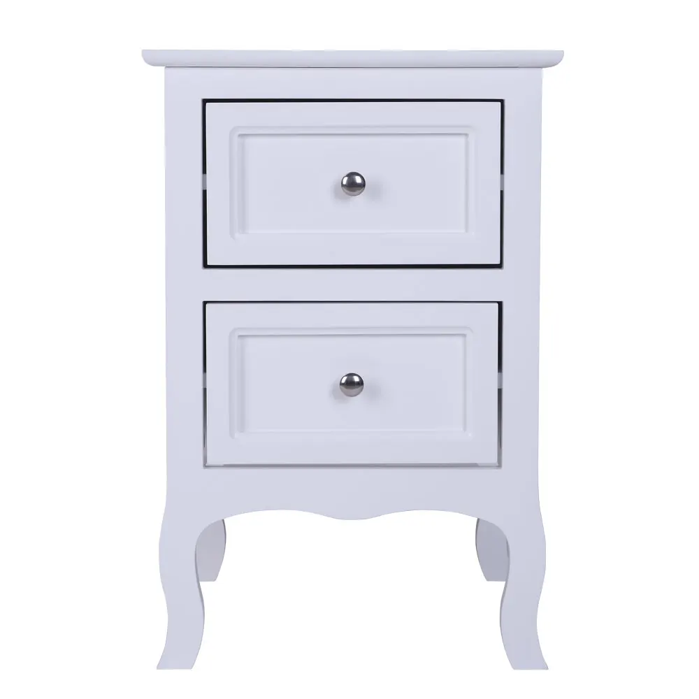 Country Style Two-Tier Night Table Large Size White