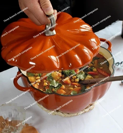 New Enamel Cast Iron Pot Dutch Oven Cookware Design Pumpkin Creativity  Coating Non Stick Casserole Pot with Lid