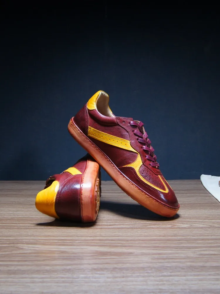 

Handmade Kangaroo Leather Fashion Training Shoes Unisex Genuine Leather Retro Breathable Casual Shoes Premium Luxury Sneakers