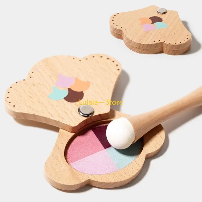 y4qa Kids Cosmetic Doalplay Toy Kits Creative Wooden Makeup Makeup for Girl Gifting Supply