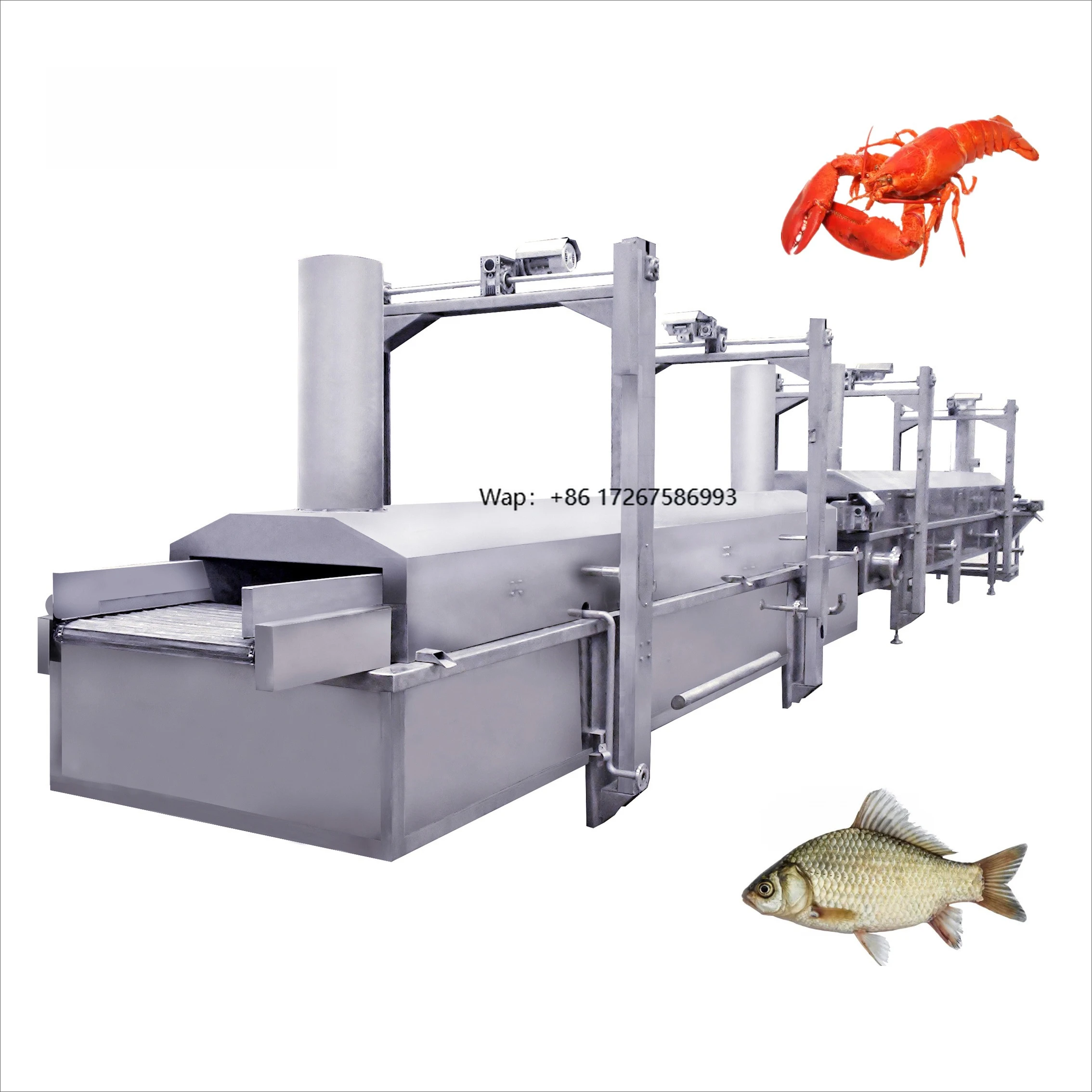 High Quality Electric Automatic Lobster Fish Washing Machine New Continuous Frying Line