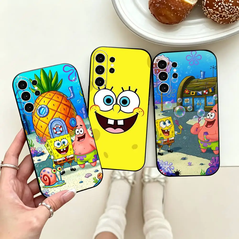 Cartoon Patrick Z-Sponge B-BoB  Phone Case For Samsung S25,S24,S21,S22,S23,S30,Ultra,S20,Plus,Fe,Note,10,9,5G Black Cover