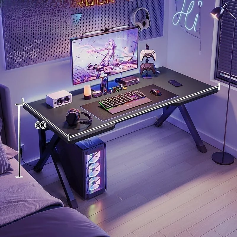 Wemart Gaming , 140CM Computer Home Office Desk Extra Large Modern Ergonomic PC Table Gamer Workstatio (Black, 1
