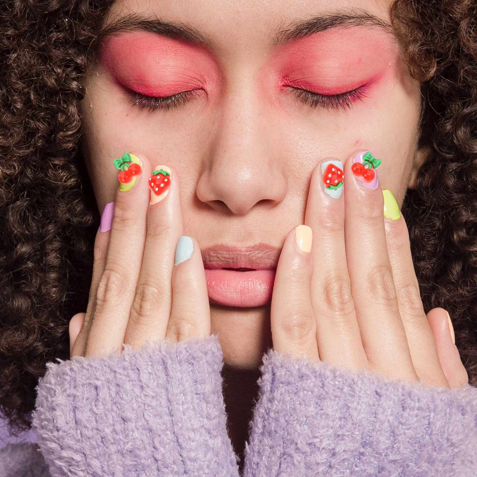 

60Pcs Fruit Shape Nail Art Slices Resin Charms Variety Styles Attractive Eyecatching Nails Craftsman Hand Tools