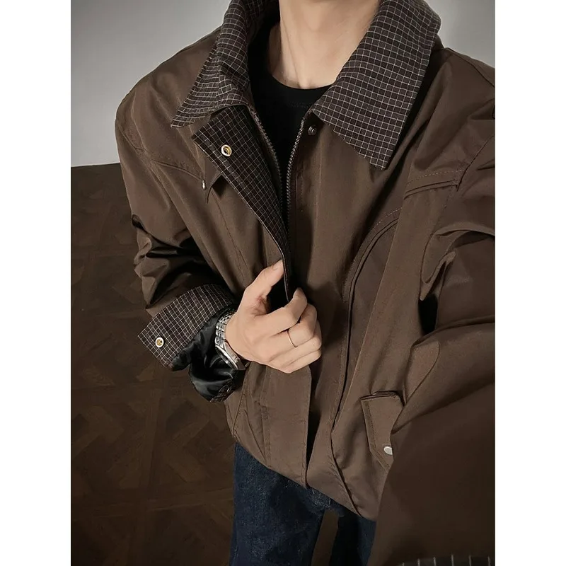 2026 Autumn New Retro Loose Workwear Jacket For Men Clean Fit Lapel Casual Trendy Outerwear