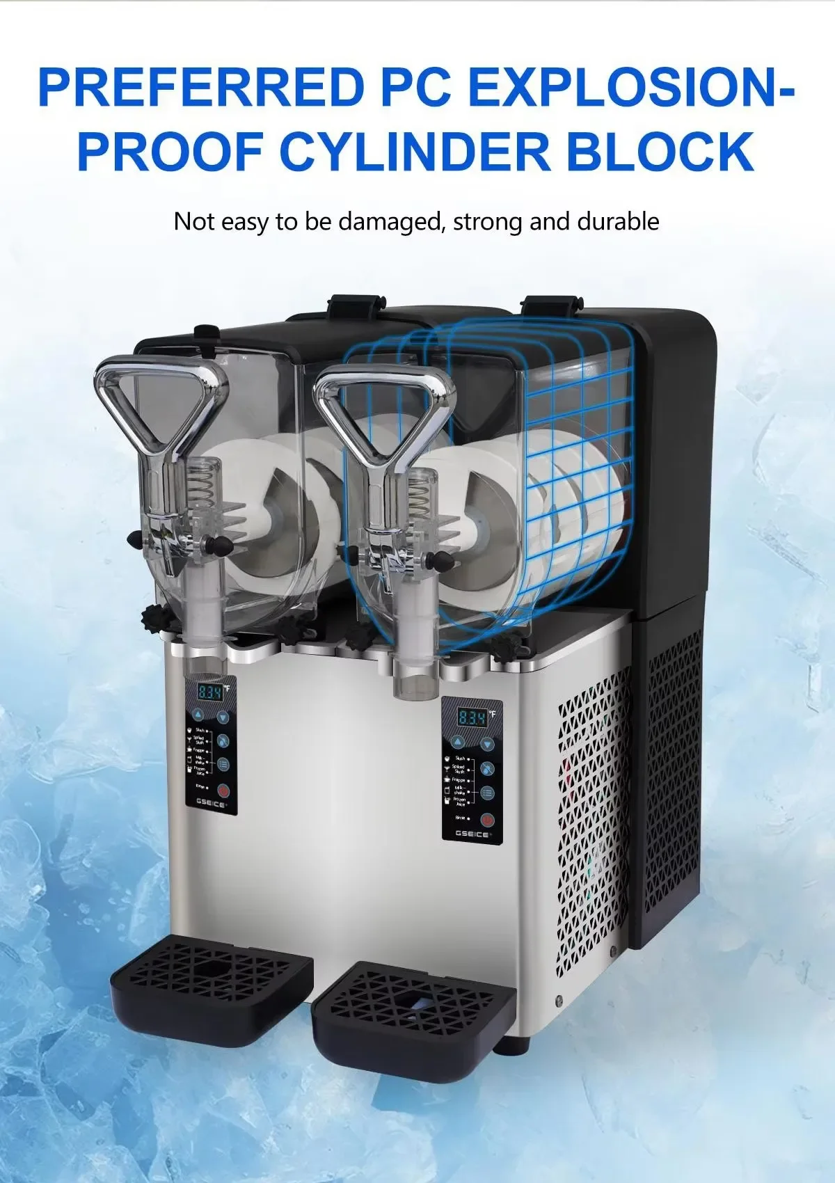 للاستخدام المنزلي، آلة صنع السلاش للاستخدام التجاري، 4 لتر × 2 خزانات، آلة طين فروزن بأفضل الأسعار #4