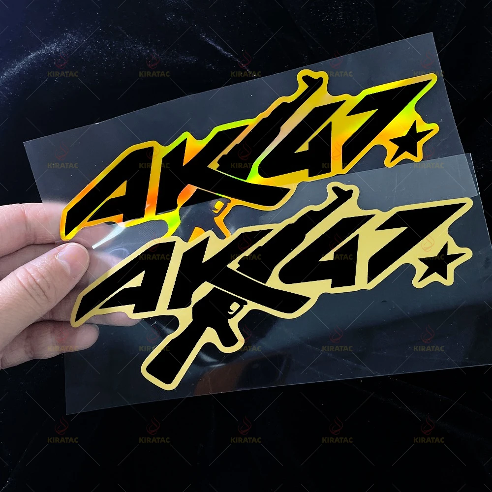 الذهب AK47 ملصقات للدراجات النارية لخوذات الدراجات النارية Fairings Tailbox نوافذ السيارات الدراجات البخارية العالمي مقاوم للماء شارات الفينيل