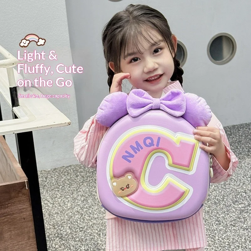 Kpop Style Kindergarten Backpack with Bowknot, Personalized Letter Design Cute Backpack, Fashion Kids School Bag for Boys &Girls