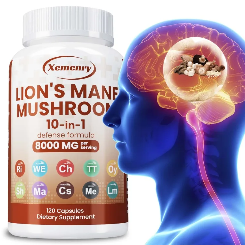 Lions Mane Capsules - Natural Nootropic Supplement, Support Brain Wellness, Sleep, Focus, Immunity & Energy