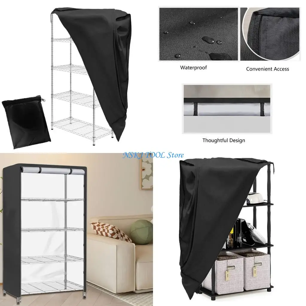 

L8RC Easy Installation Protective Layer Shelf Cover For 36x18x72in Storage Racks Water proof Oxford Fabric MultiSpace Use