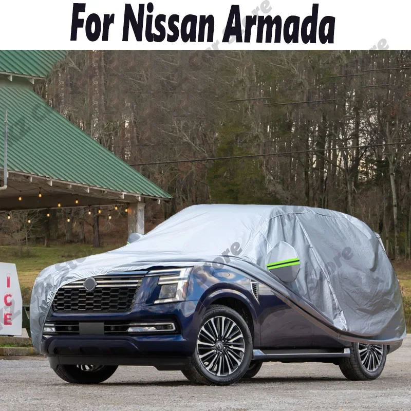 Full Car Cover For Nissan Armada Outdoor SUV Anti-UV Sun Shade Snow Rain Ice Resistant Waterproof Cover