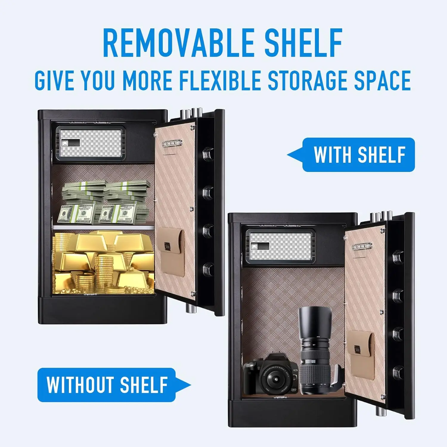 Deluxe Biometric Fingerprint Safe Box Smart Touch Screen Fireproof Safe for Home Office Hotel 3.83 Cubic