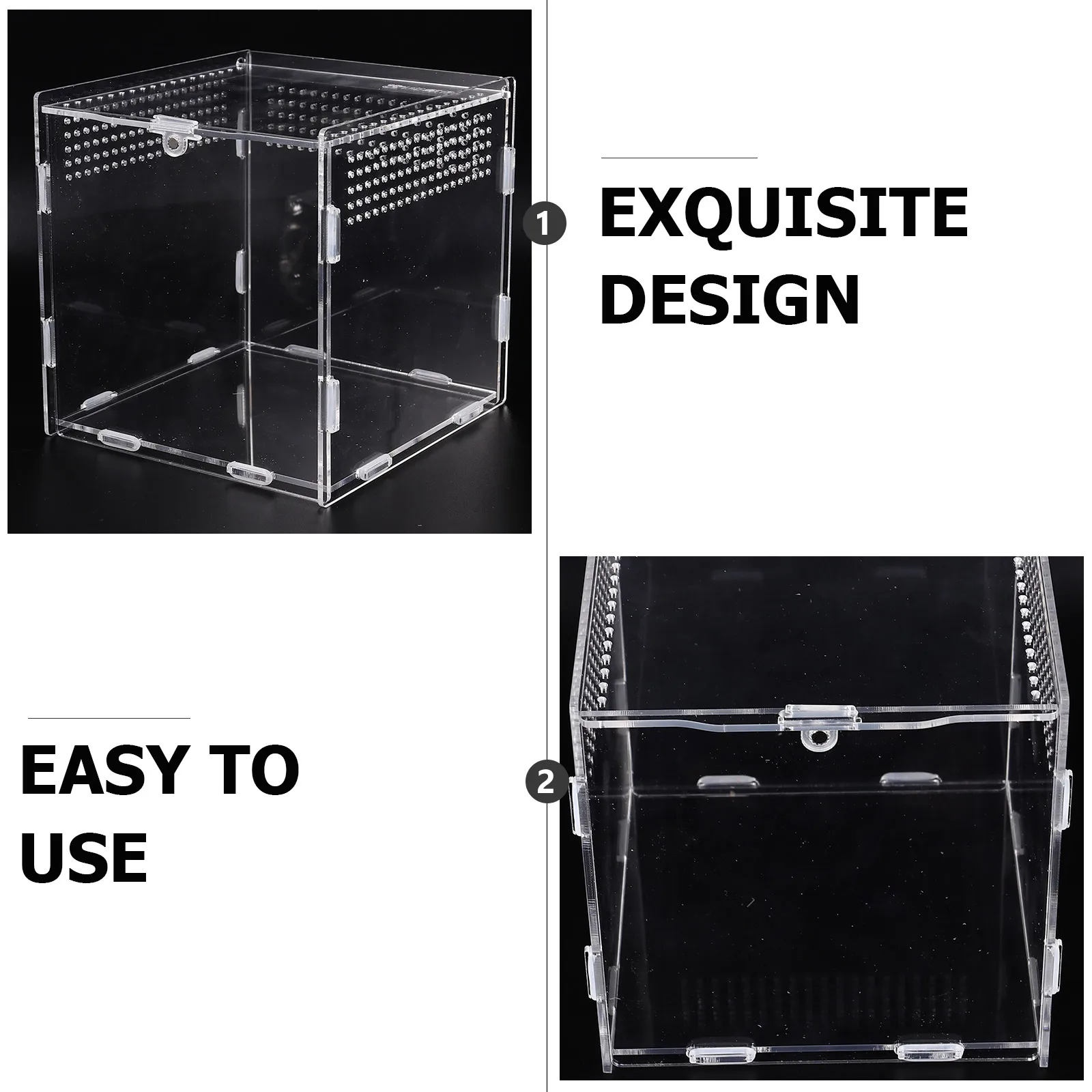 

Spider Terrarium Reptile Box Transparent Feeding Container Large Space Easy Feeding Unique Cover Safe Hygienic Suitable Spiders
