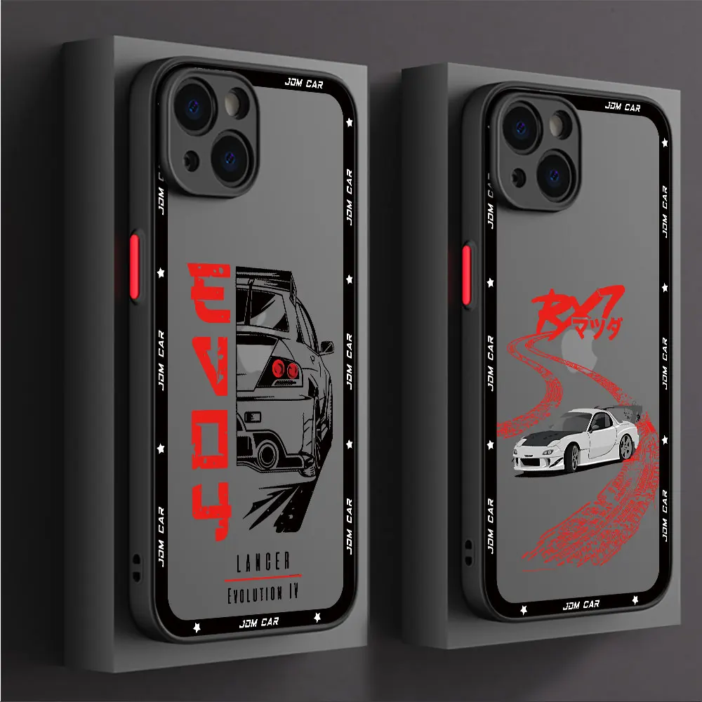 JDM Dream Car Sport Case for Apple iPhone 11 Pro XS Max XR 12 SE 15ProMax 13 Mini 14 Pro 7 8 Plus Silicone Luxury Matte Cover