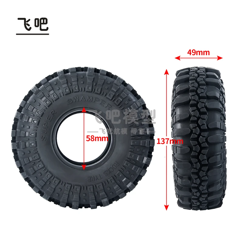 One Set of 2.2-inch Crushed Stone Tire with 137mm Clamping Tire for 1/10 RC Crawler Car AXIAL SCX10 II 90046 Jeep Chevrolet K10